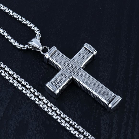 Stainless Steel Christian Cross Necklace for Men, BL55590009 - Picture 6 of 6